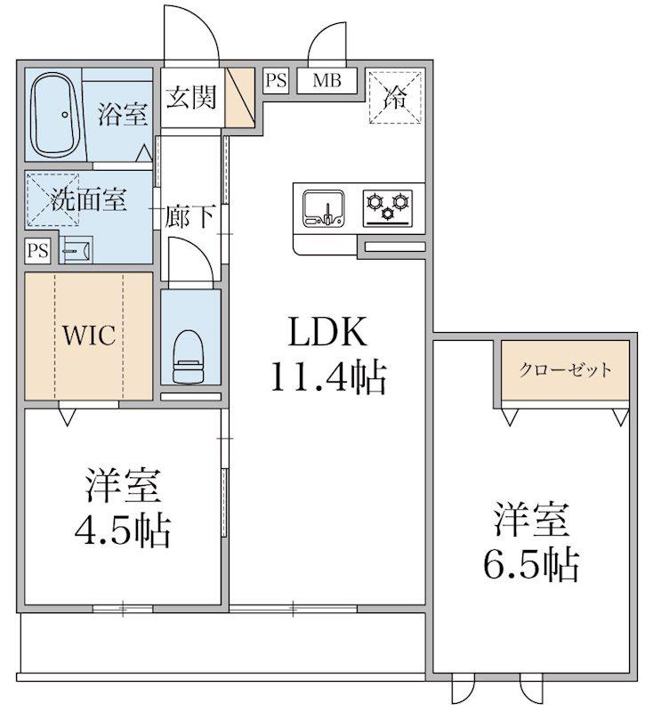 LUANA COURT A(2LDK/3階)の間取り写真