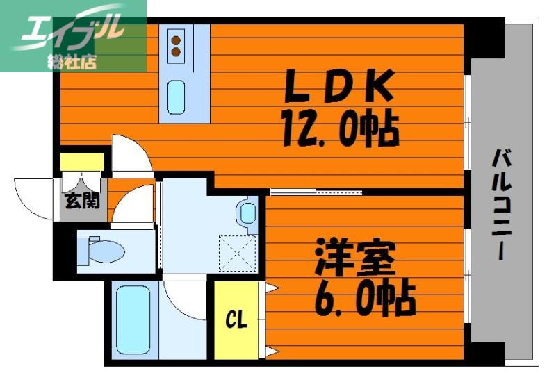 リーブル老松町(1LDK/7階)の間取り写真