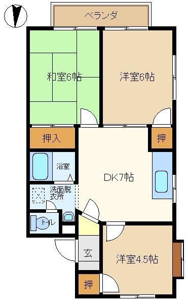 サンハイツ関根A(3DK/2階)の間取り写真