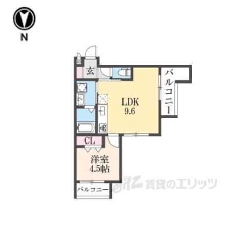 プライベートレジデンス西院2(1LDK/2階)の間取り写真