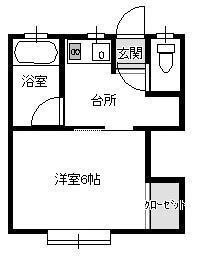 パルセササキ(1K/1階)の間取り写真