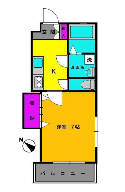 第2黒沼マンション(1K/1階)の間取り写真
