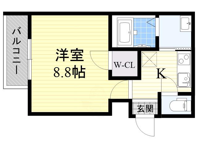 フジパレス山之内Ⅶ番館(1K/2階)の間取り写真