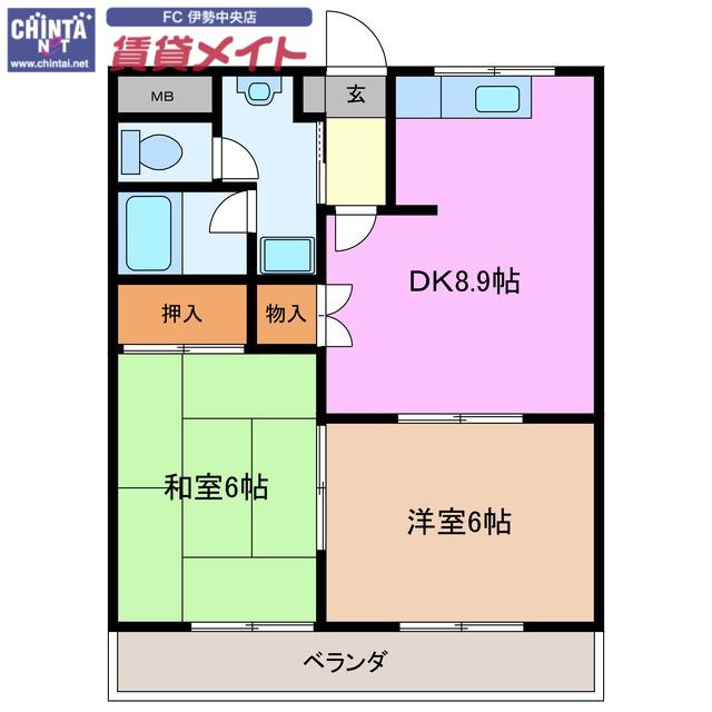 クレストール(2DK/1階)の間取り写真