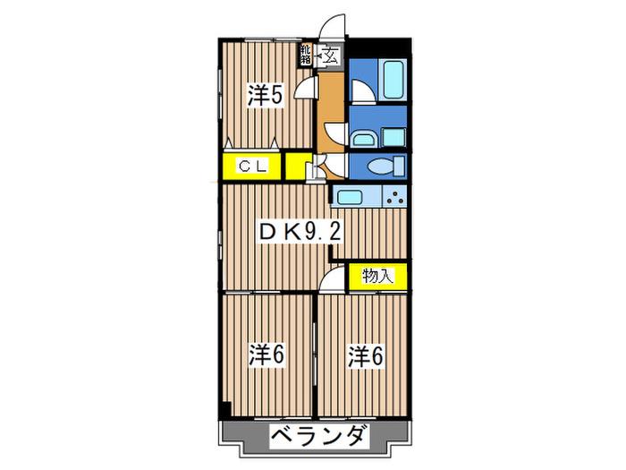 グリーンヒルズ東戸塚(3DK/5階)の間取り写真