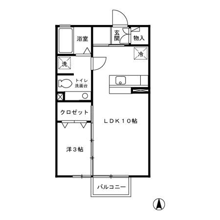 プレーヌハイム(1LDK/2階)の間取り写真