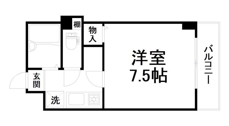 ロイヤルコート西七条(1K/2階)の間取り写真