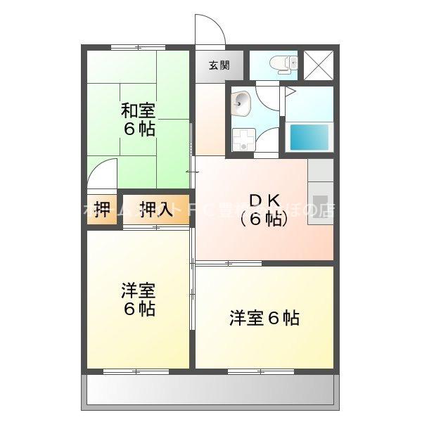 アスカII(3DK/4階)の間取り写真