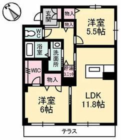 グランベレオ川口(2LDK/1階)の間取り写真