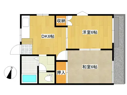 レインボーハイツ(2DK/1階)の間取り写真