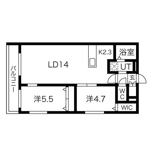 ピカデリー琴似(2LDK/3階)の間取り写真
