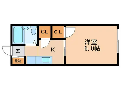長沢ハウス(ワンルーム/2階)の間取り写真