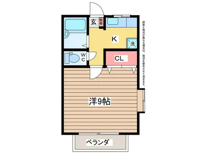 MIZOGUCIハイツ(1K/2階)の間取り写真