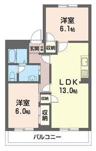 ウッディベル弐番館(2LDK/1階)の間取り写真