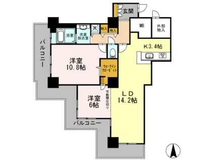 品川シーサイドビュータワーI(2LDK/29階)の間取り写真