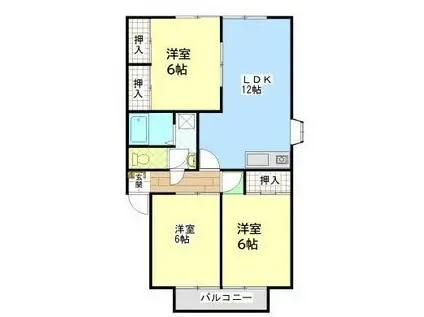 サンビレッジ春日(3LDK/1階)の間取り写真