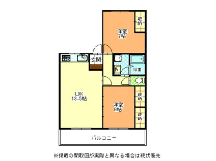 アーバンコート北沖洲(2LDK/2階)の間取り写真