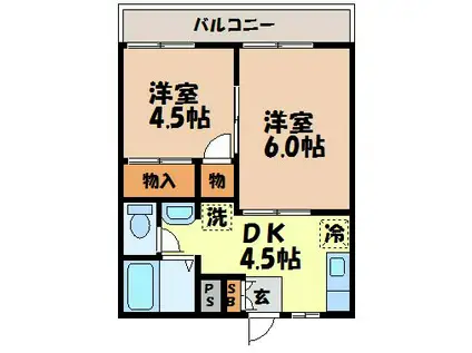 エステートサトウ11(2DK/1階)の間取り写真