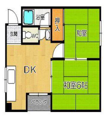 中野マンション(2DK/4階)の間取り写真