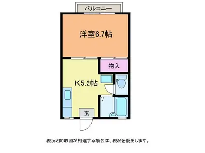アルカージ(1K/2階)の間取り写真