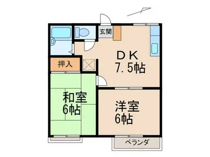 湯浅ハイツ(2DK/2階)の間取り写真