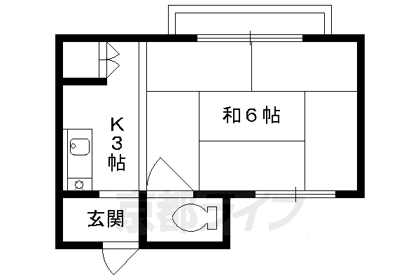 今出川マンション(1K/3階)の間取り写真