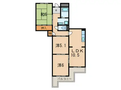 ハイツ栄光(3LDK/2階)の間取り写真