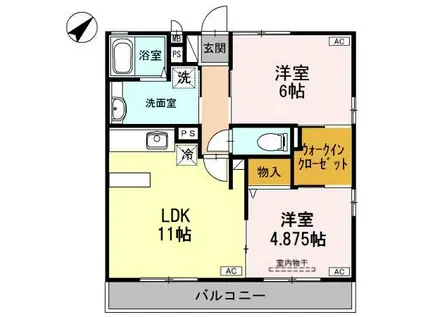 ハイム安井六番館(2SLDK/2階)の間取り写真