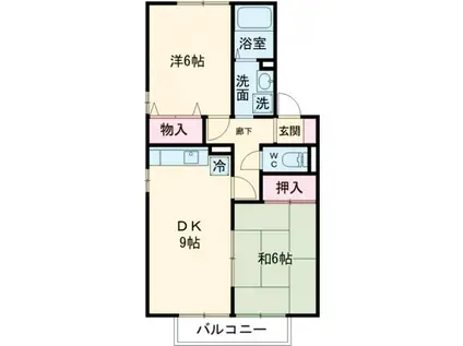 グリーンハイツ(2DK/1階)の間取り写真