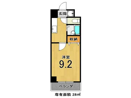 ソラール稲栄(1K/2階)の間取り写真