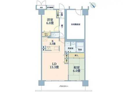 コージースクエア須磨白川台(2LDK/5階)の間取り写真