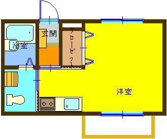 光陽ハイツ(ワンルーム/1階)の間取り写真