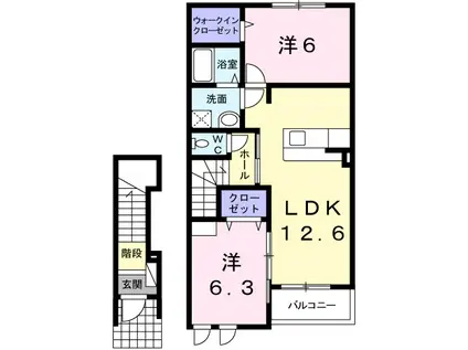 ソレイユ II番館(2LDK/2階)の間取り写真