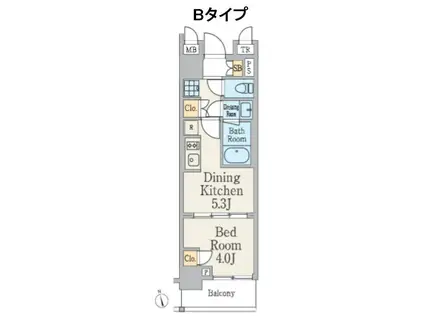 クレストコート町屋(1DK/10階)の間取り写真