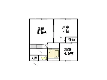 イエローハウス(2DK/1階)の間取り写真