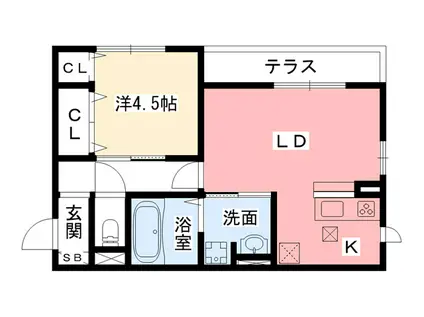 アクシス西宮北口(1LDK/1階)の間取り写真
