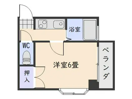ルクール下荒田(1K/5階)の間取り写真