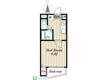 ヴェリテ桜新町(1K/2階)の間取り写真