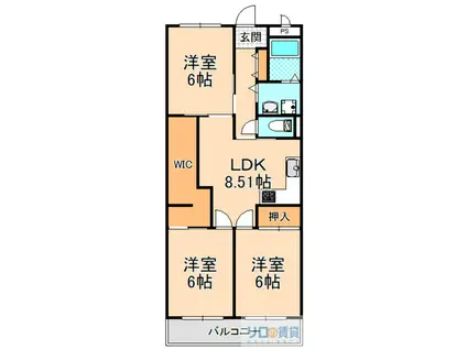 辻田マンション(3LDK/1階)の間取り写真