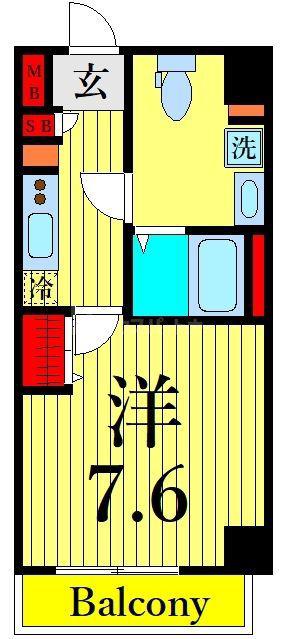 グランスカイ町屋(1K/3階)の間取り写真