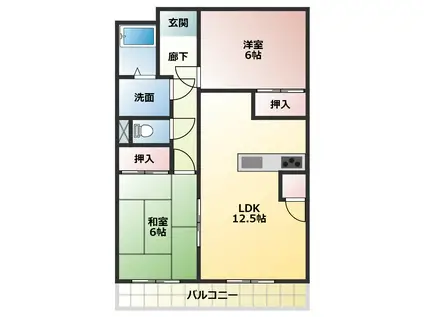 山口ハイツII(2LDK/1階)の間取り写真