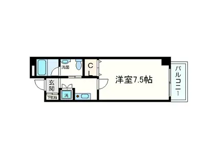 フィオレ立売堀(1K/3階)の間取り写真