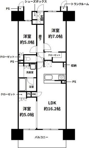 セントアイナ藤が丘 ヴァロ棟(3LDK/4階)の間取り写真