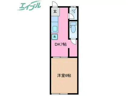 昭和レトロアパート2(1DK/1階)の間取り写真