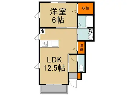 フルール・ド・ソレイユ(1LDK/1階)の間取り写真