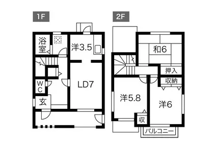 パセオ大住(3LDK/1階)の間取り写真