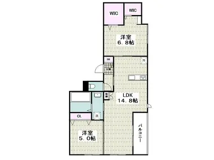 BREEZE YUIGAHAMA(2LDK/2階)の間取り写真