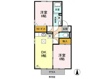 御料所ガーデン(2DK/1階)の間取り写真