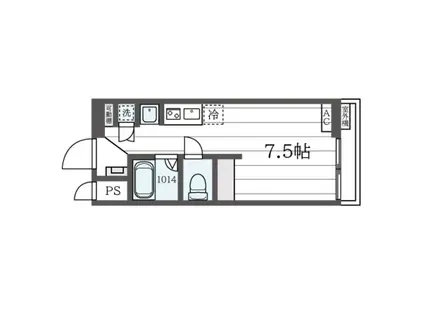 チェリーハイツ諏訪B(ワンルーム/2階)の間取り写真