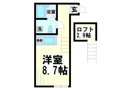 サイドパーク白糸台(1K/2階)の間取り写真